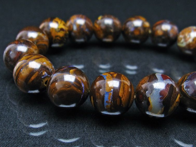 楽天市場】ボルダーオパール ブレスレット 14mm 蛋白石 ブレス