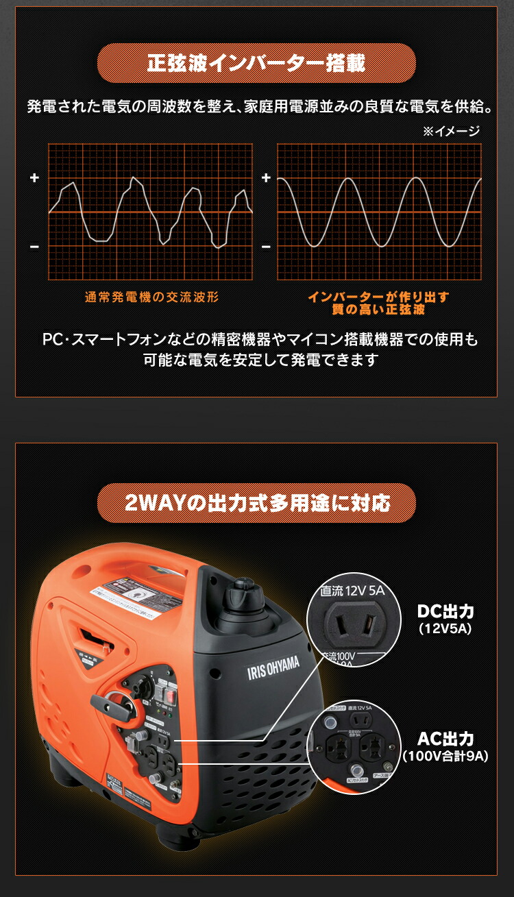楽天市場】発電機 インバーター PGEI-09 発電機 小型 家庭用