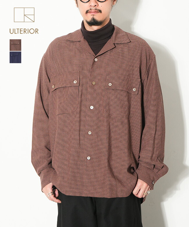 USH61-KC218]ULTERIOR(アルテリア)RAYON LINEN CHECK W/P SHIRT
