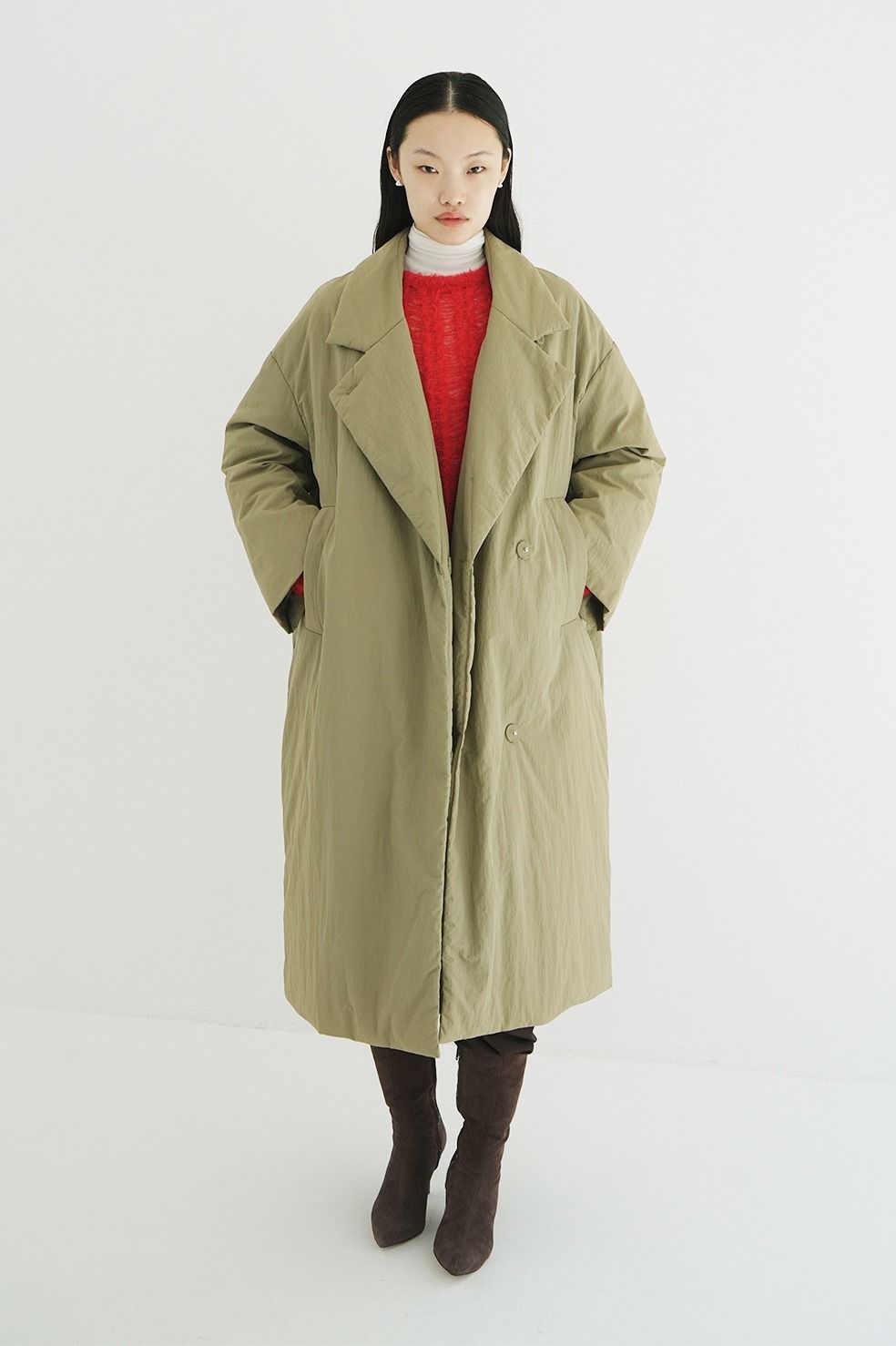 CLANE - カラーダウン チェスターコート カーキ - COLOR DOWN CHESTER