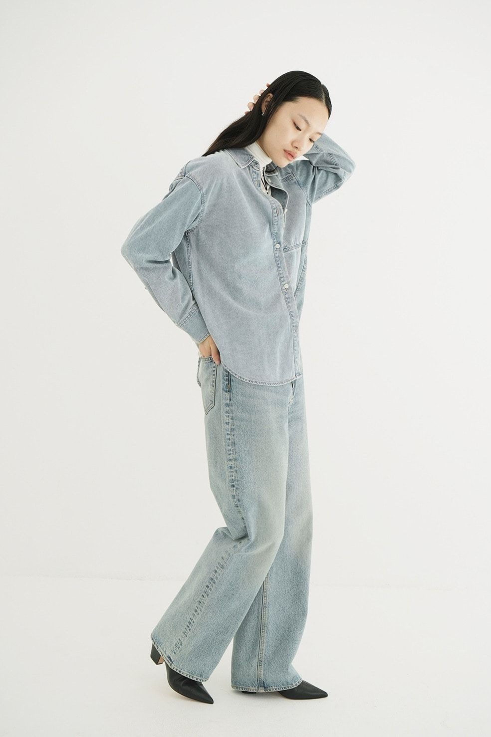 CLANE - コンパクトデニムシャツ | COMPACT DENIM SHIRTS (ICE BLUE