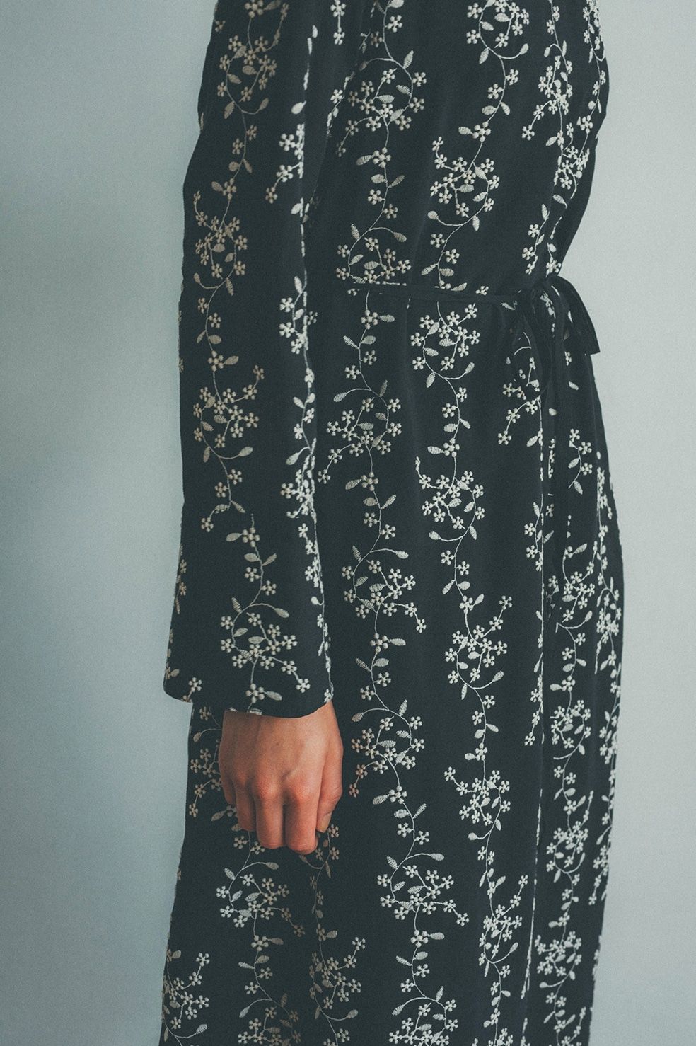 CLANE - ストライプフラワー刺繍ワンピース - STRIPE FLOWER