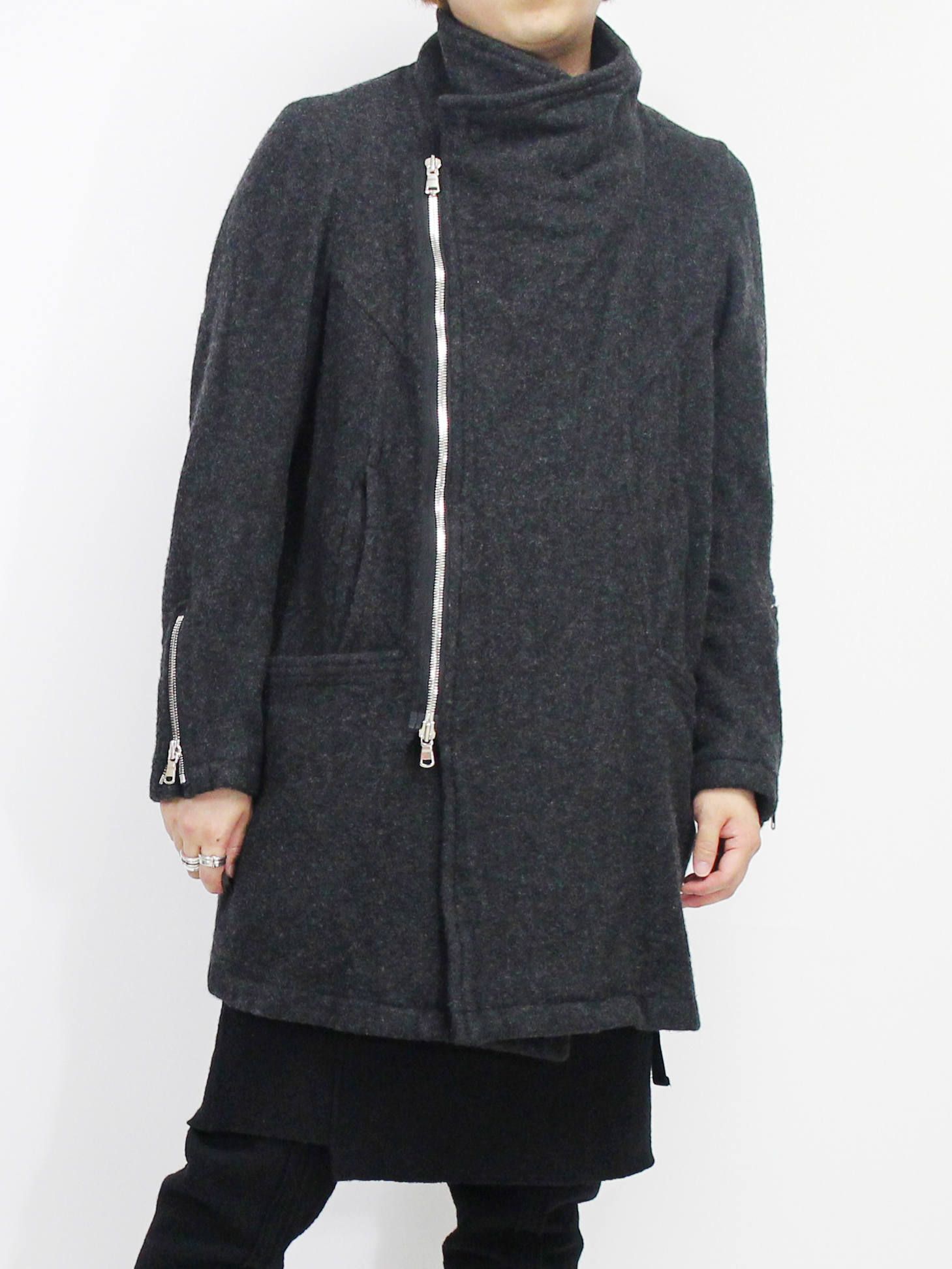 The Viridi-anne - ソフトメルトンハイネックコート - BLACK | ADDICT