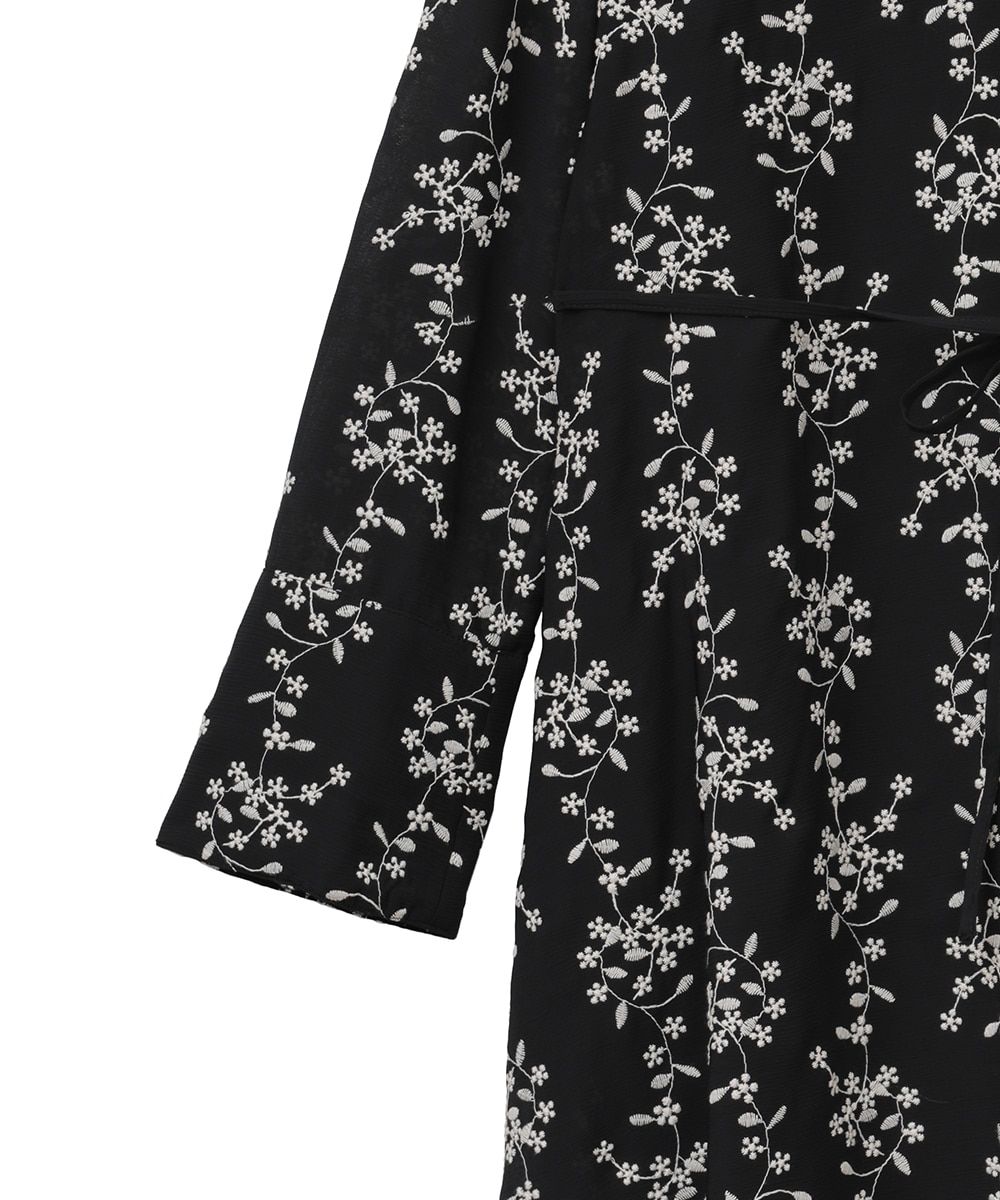 CLANE - ストライプフラワー刺繍ワンピース - STRIPE FLOWER