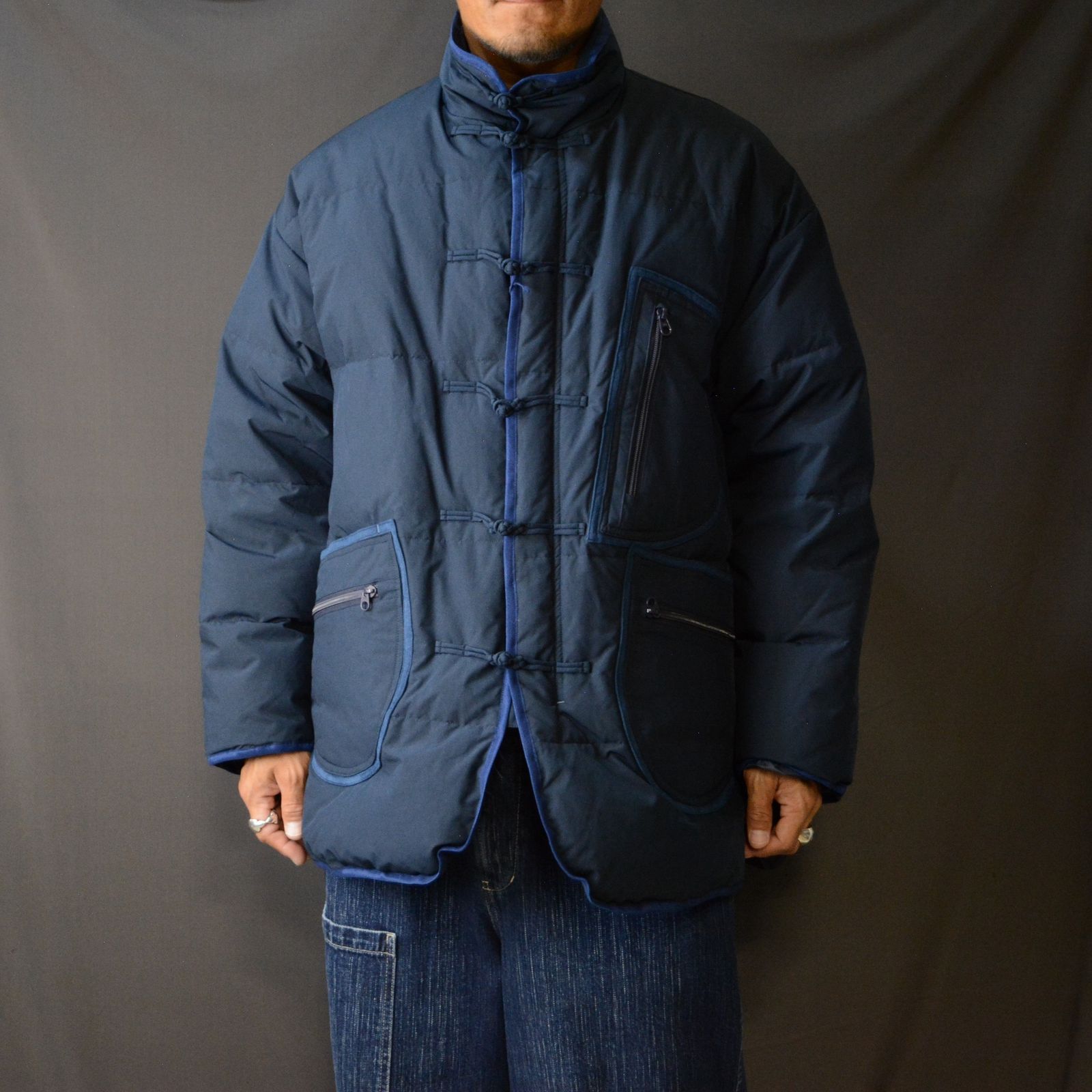 Porter Classic - CHINESE DOWN JACKET (NAVY) - チャイナ ダウン