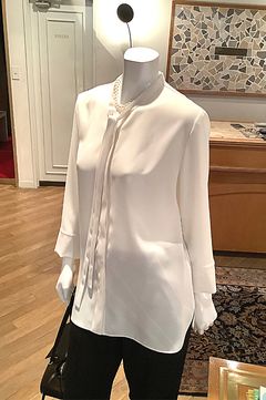 Theory - タイブラウス (アイボリー) ポリエステル / 比翼仕立て