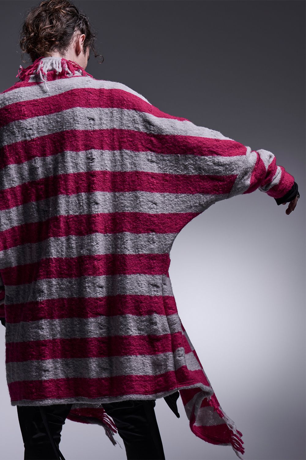 kiryuyrik - Border Dolman Fringe Cardigan / ボーダー ドルマン