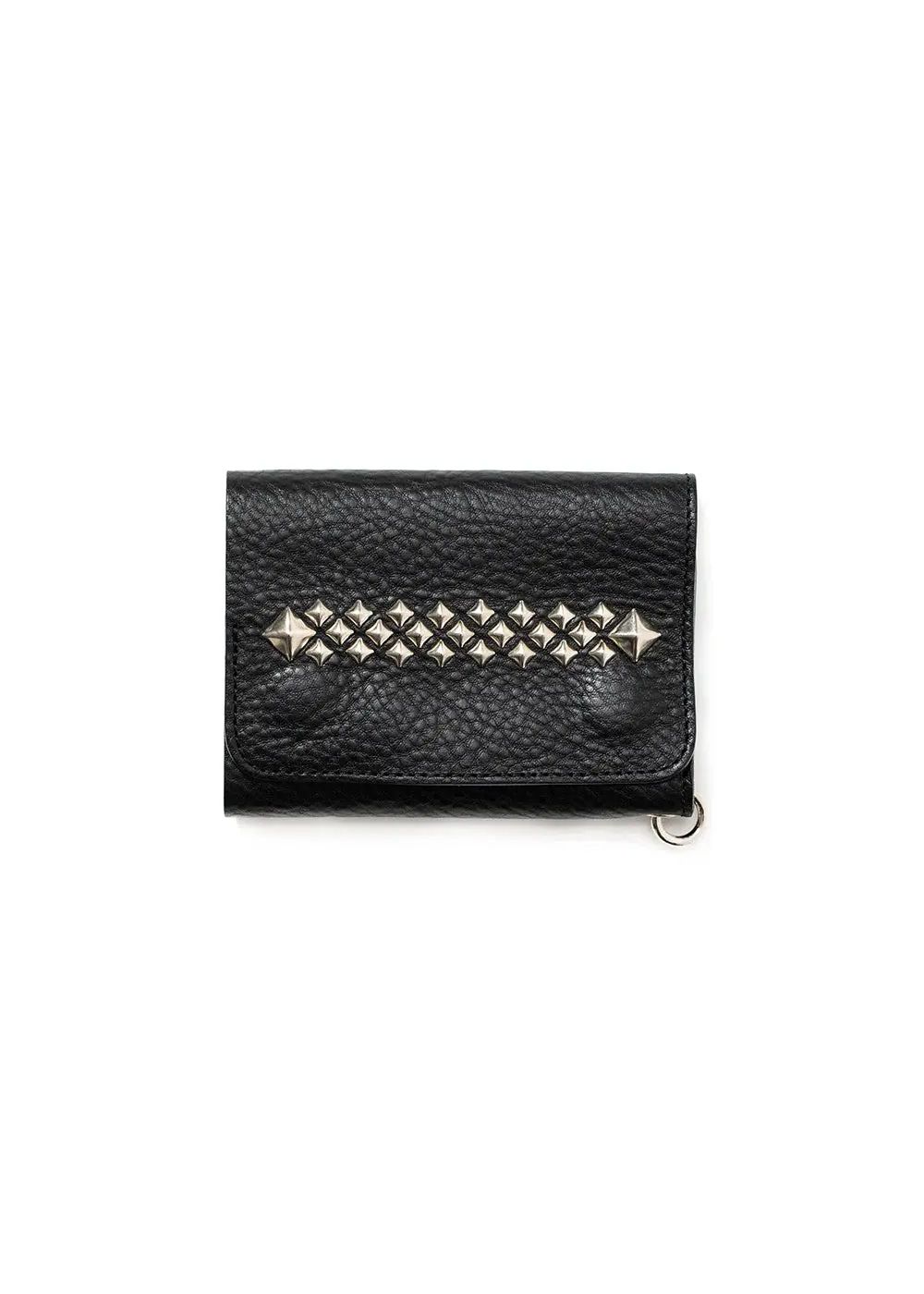 CALEE - 【ラスト1点】STUDS LEATHER FLAP HALF WALLET (BLACK
