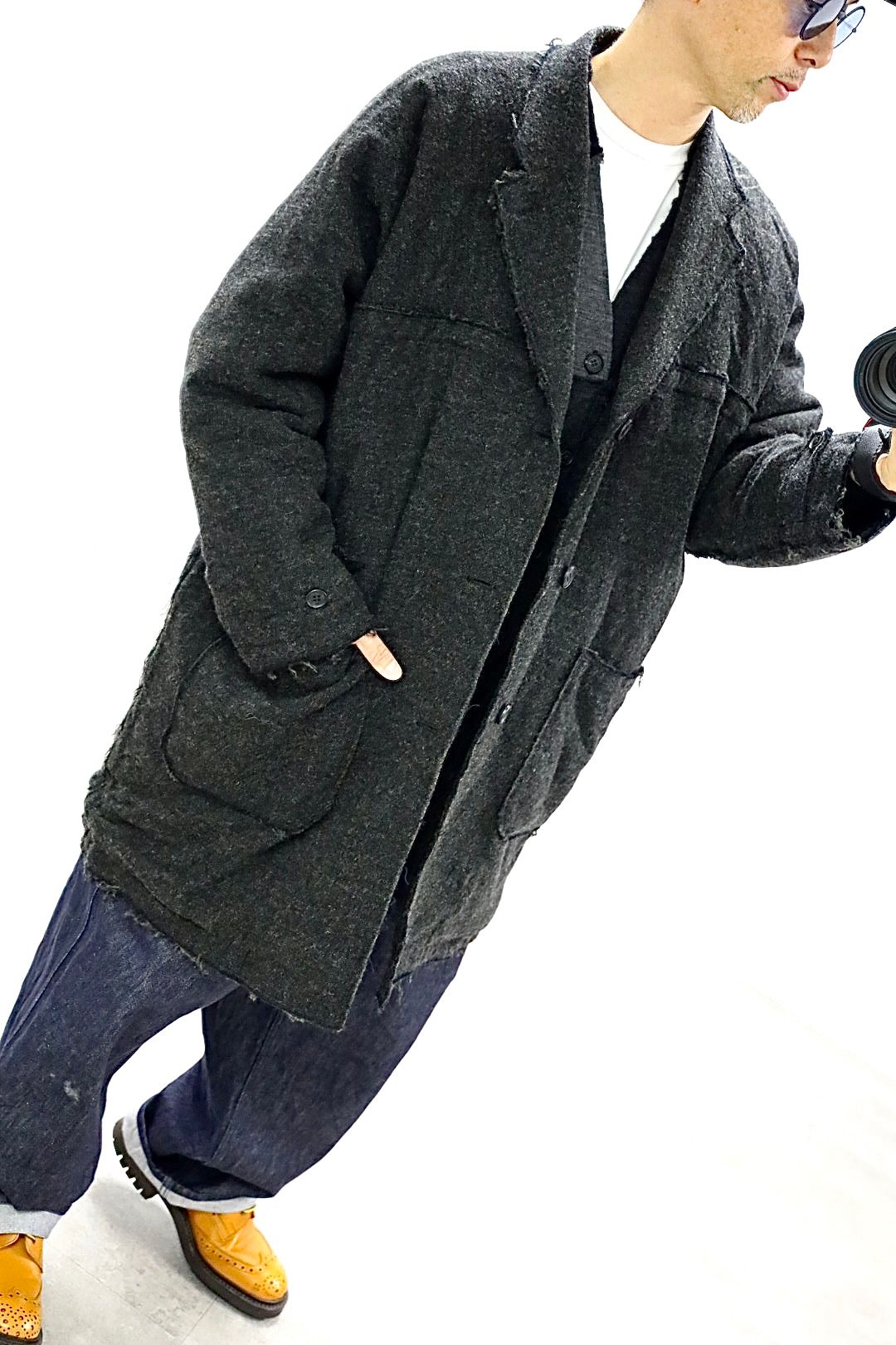 COMME des GARCONS HOMME ウールツイードヘリンボーンコートスタイル