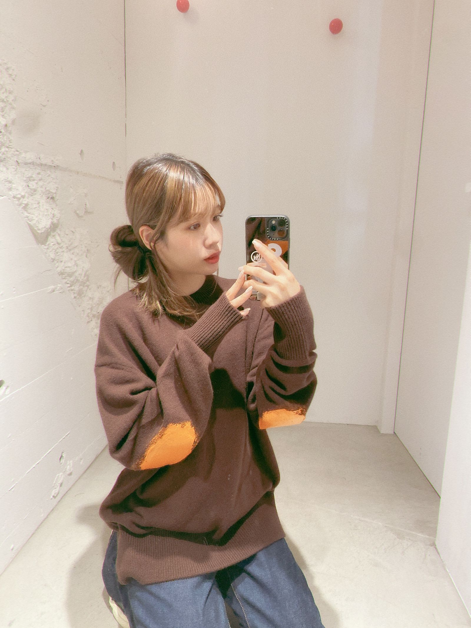 YOKE - ヨーク24FW PAINTED ELBOW PATCH SWEATER(YK24FW0822S)BROWN | MARK