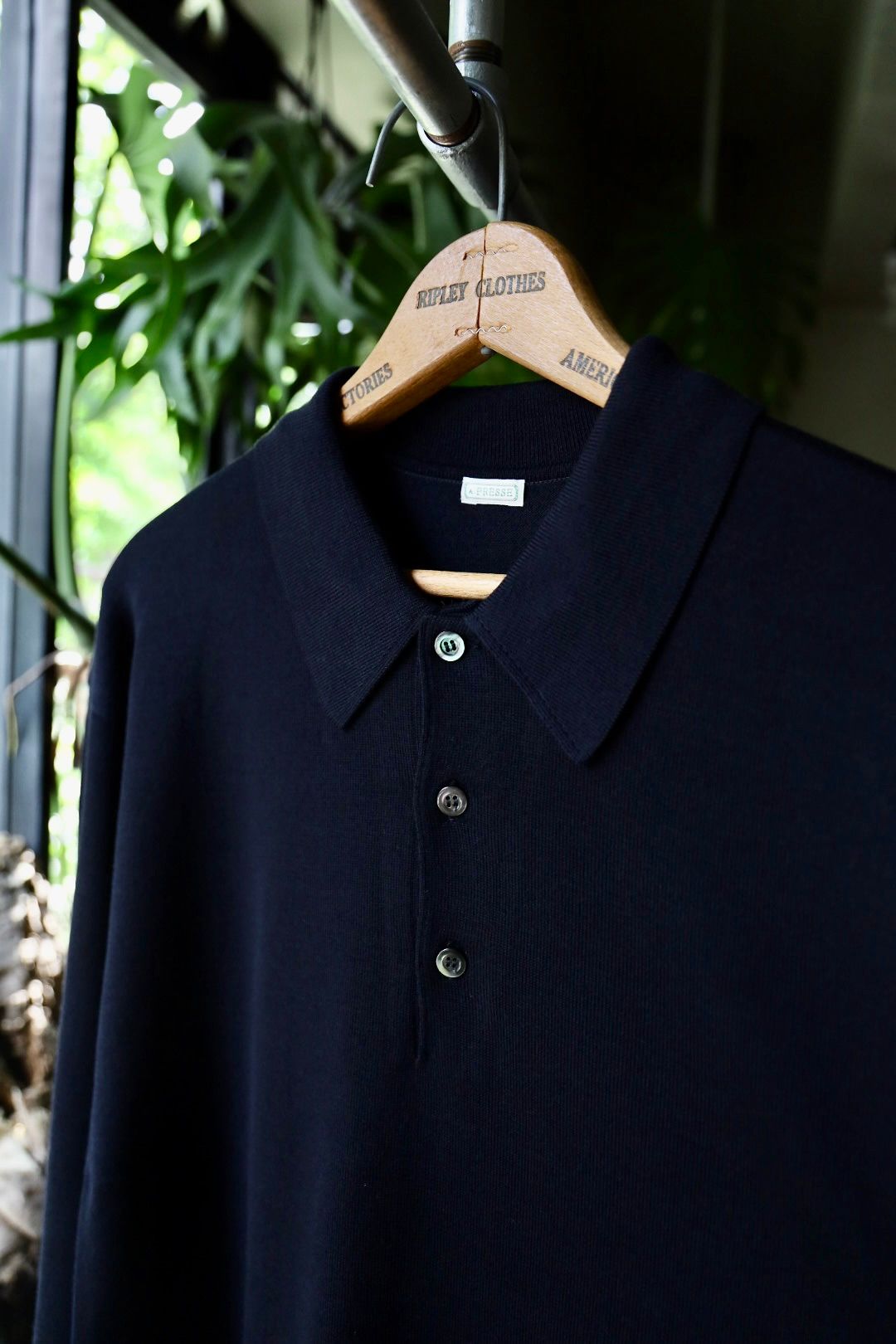A.PRESSE - アプレッセ Wool Knit L/S Polo Shirt(24AAP-03-06K)NAVY