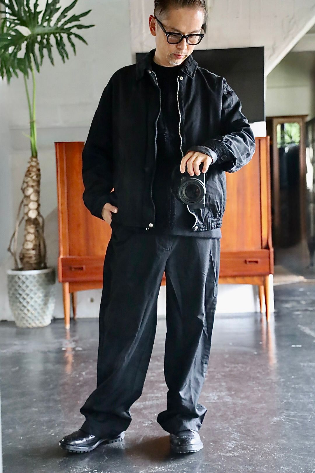 COMME des GARCONS HOMME エステルサージ製品染めブルゾンスタイル