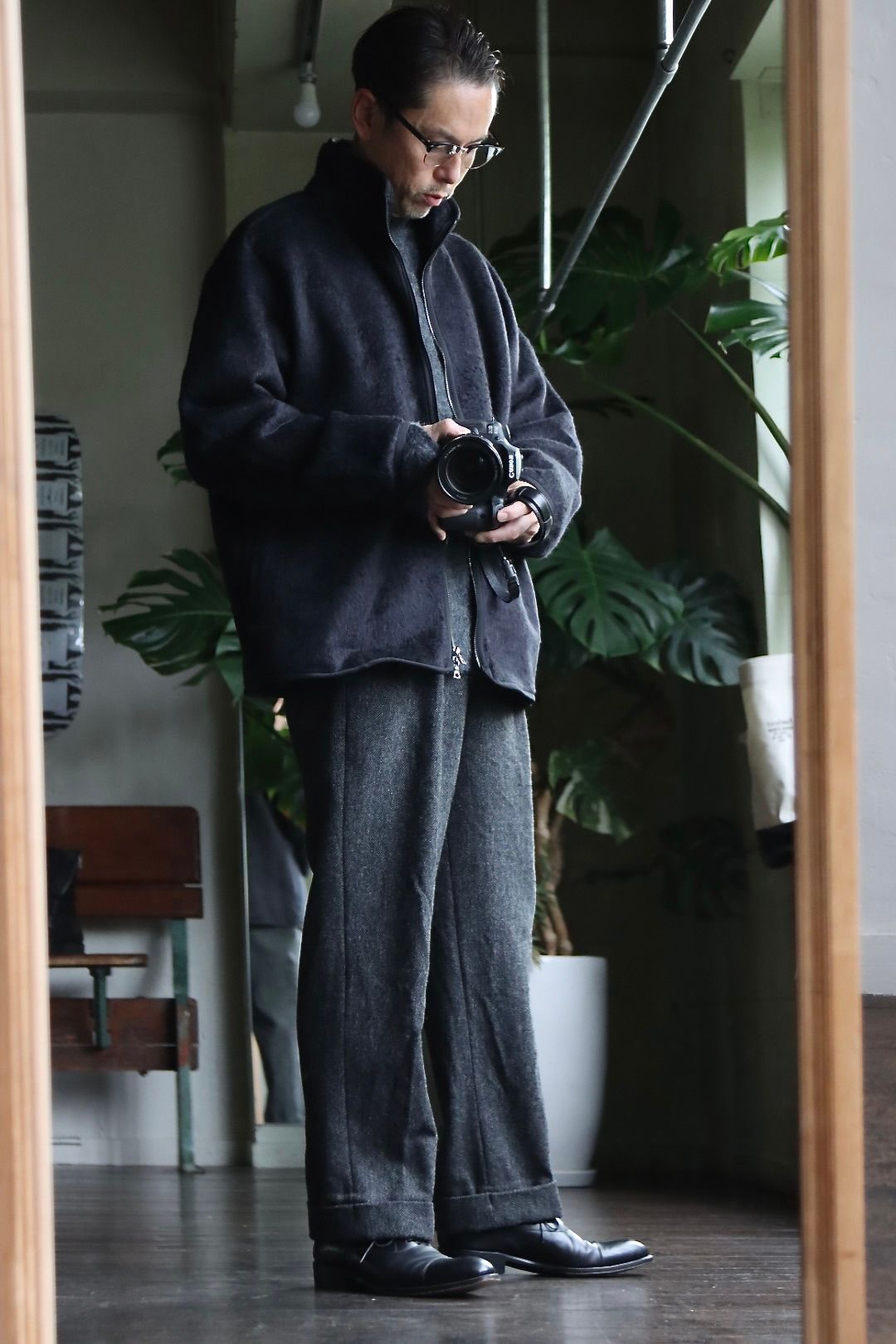 blurhms 22FW Cotton Silk Fleece ZIP Jacketスタイル.2022.9.25