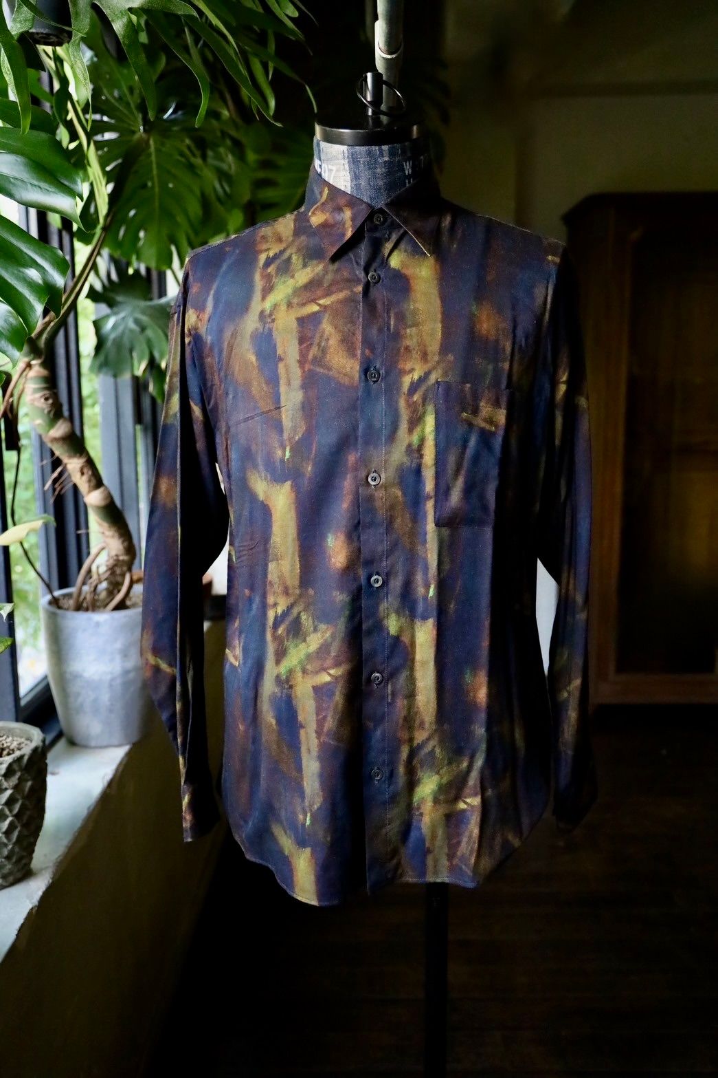 YOKE - ヨーク24FW PATTERNED REGULAR COLLAR SHIRT(YK24FW0797SH)NAVY