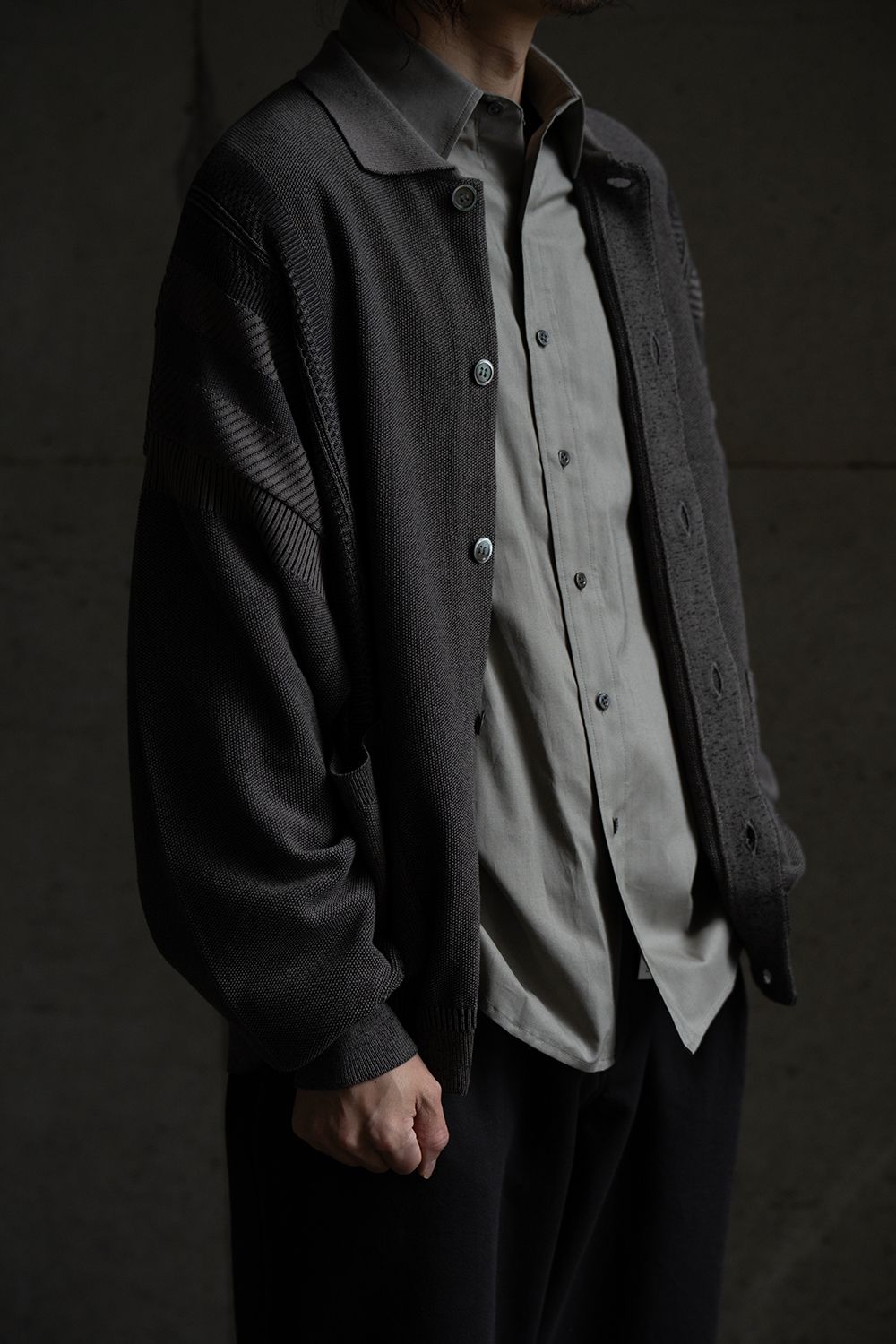 YASHIKI - 【26SS】Kokuu Collar Cardigan(GREIGE) | Salty