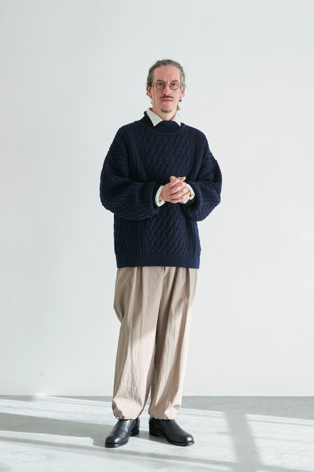 YASHIKI - 【ラスト1点】Banka Curl High Neck Knit(NAVY) | Salty