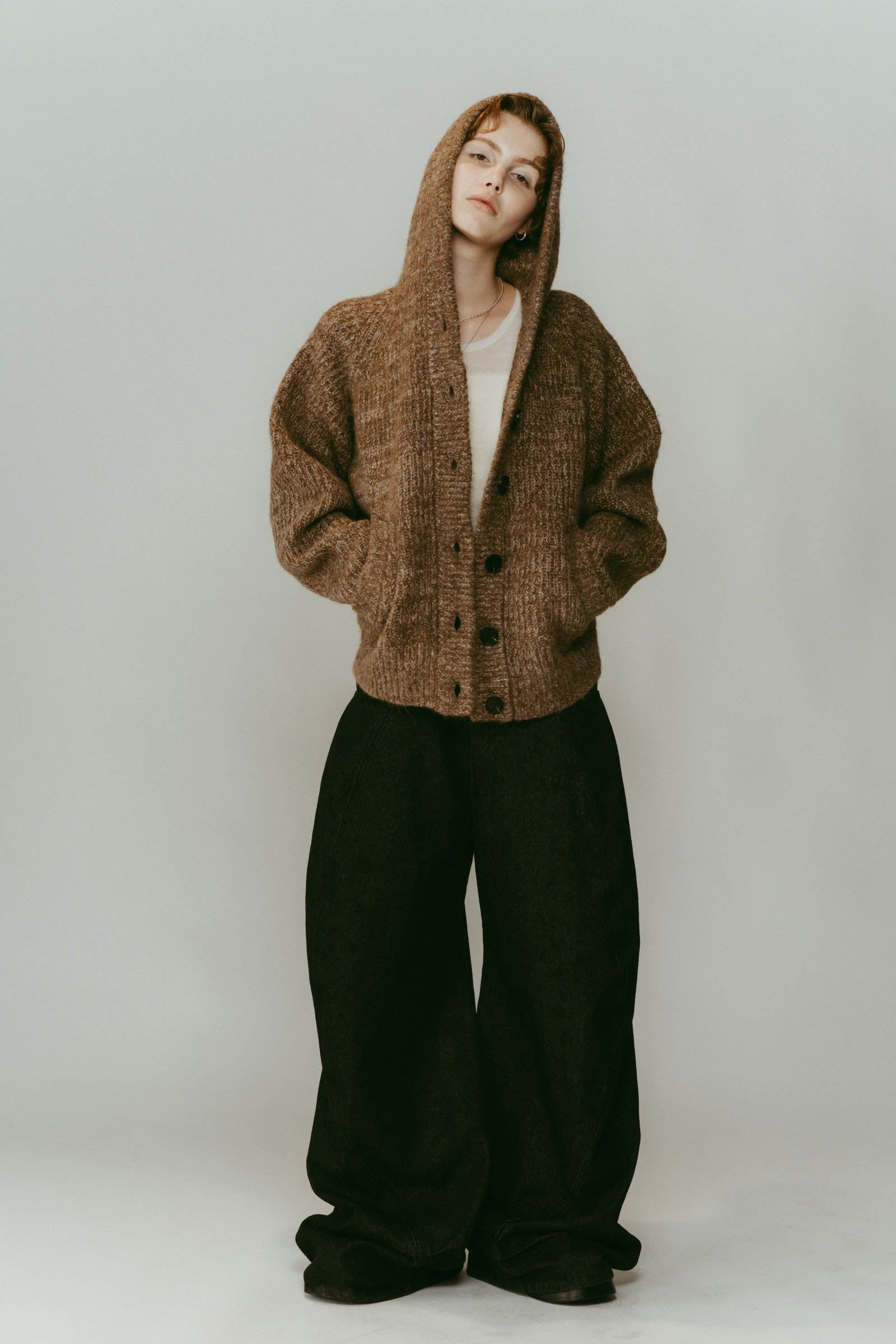 Knuth Marf - hooded cardigan knit / フーデッド カーディガンニット