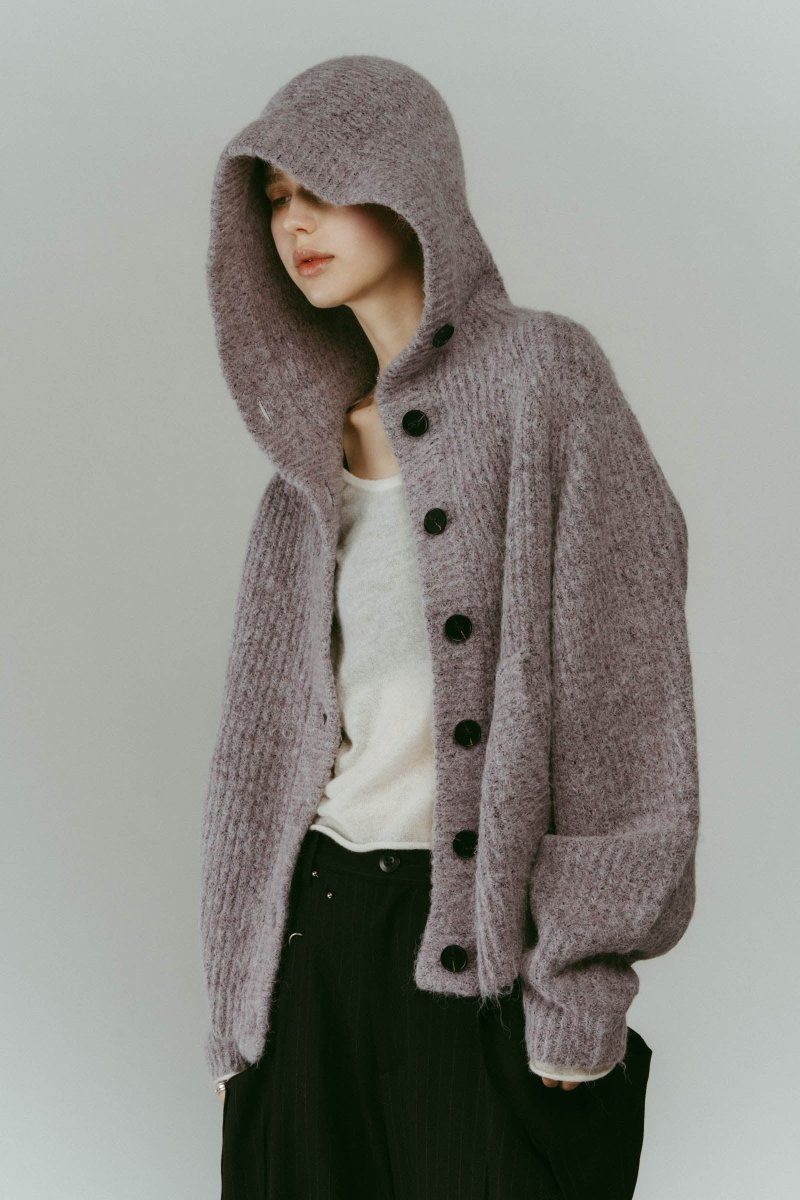 Knuth Marf - hooded cardigan knit / フーデッド カーディガンニット