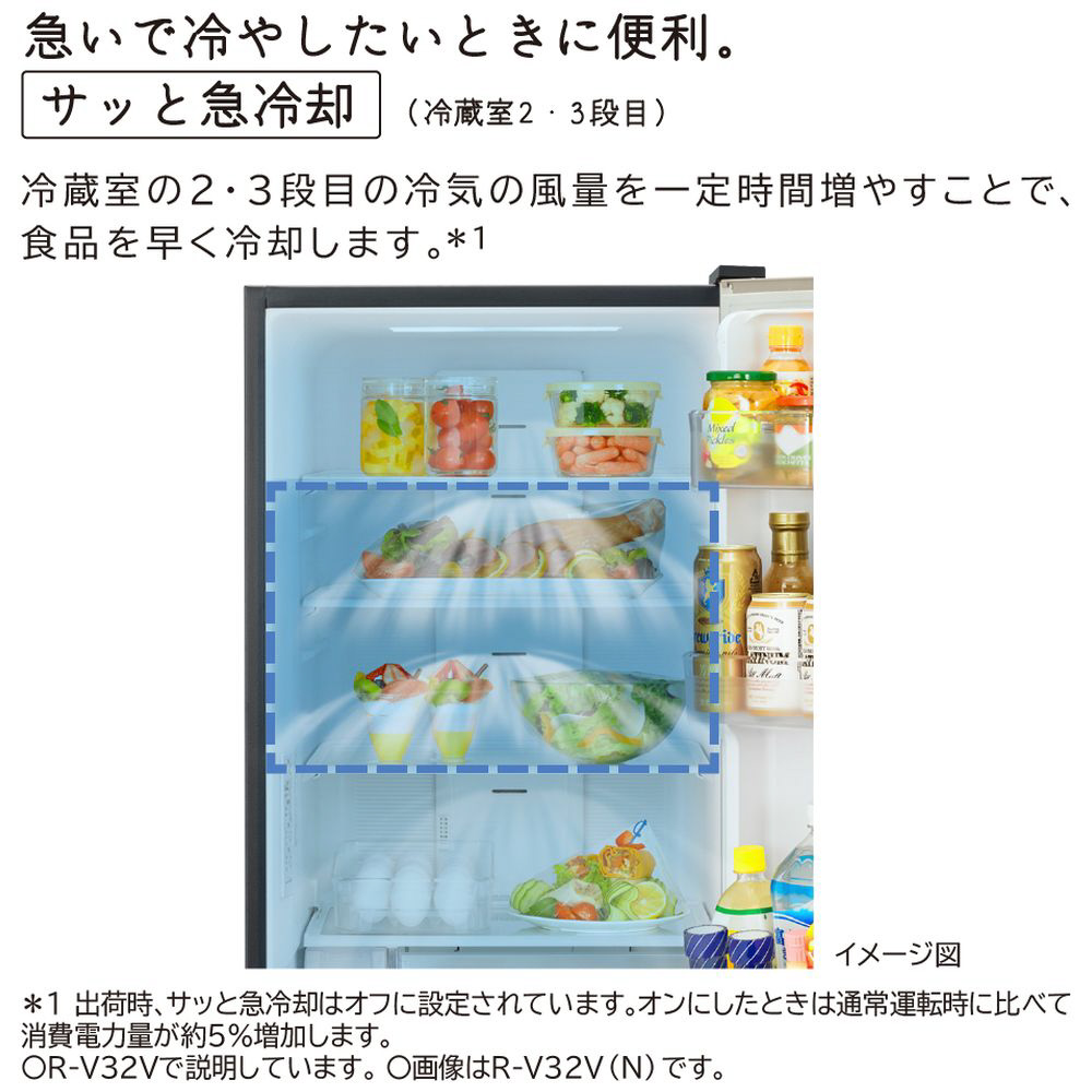 冷蔵庫 Vタイプ グラファイトシルバー R-V32V-S ［幅54cm /315L /3ドア