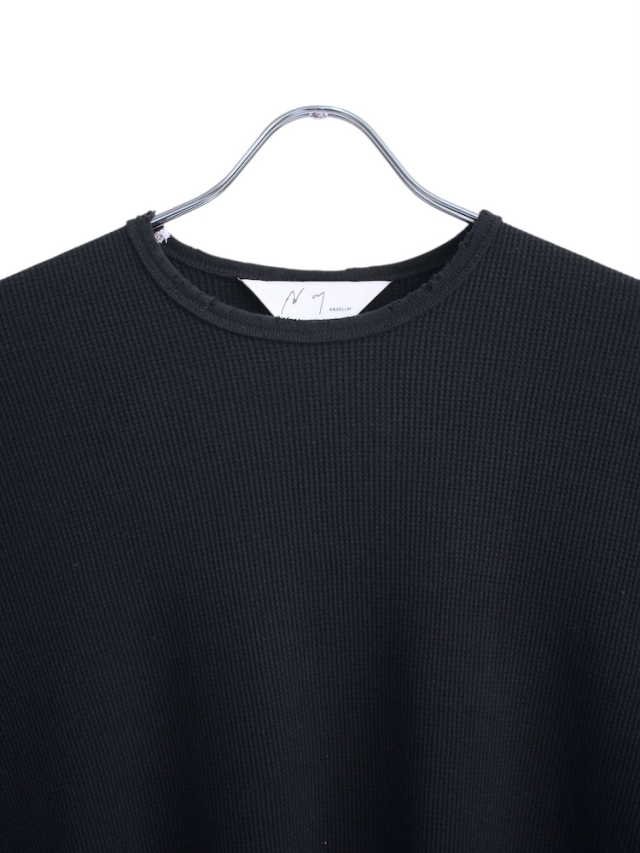 ANCELLM DAMAGE WAFFLE CREW LS T-SHIRT BLACK 2025AW 通販ページ