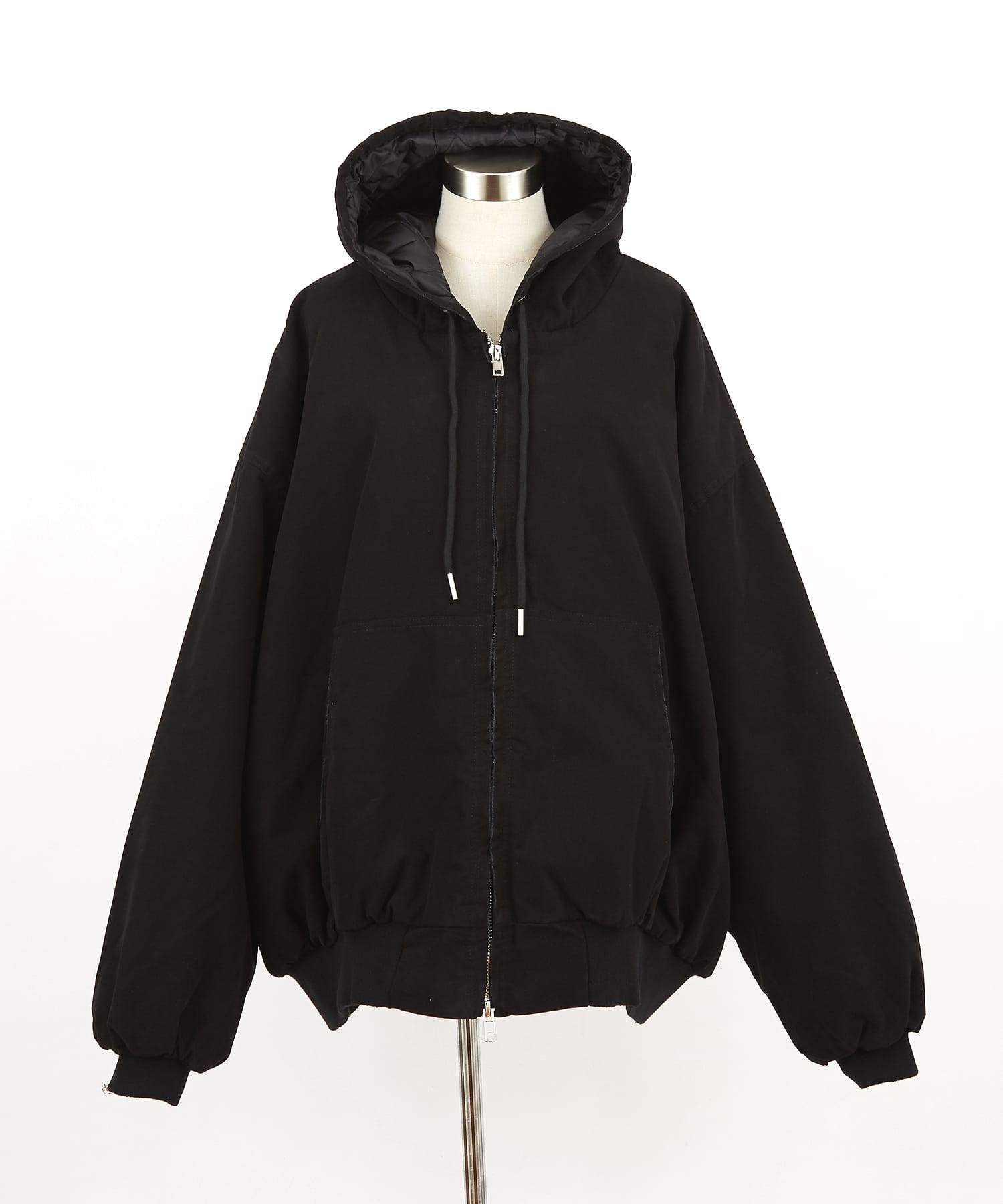 スーパーオーバーサイズ裏キルティング中綿ダックフードブルゾン