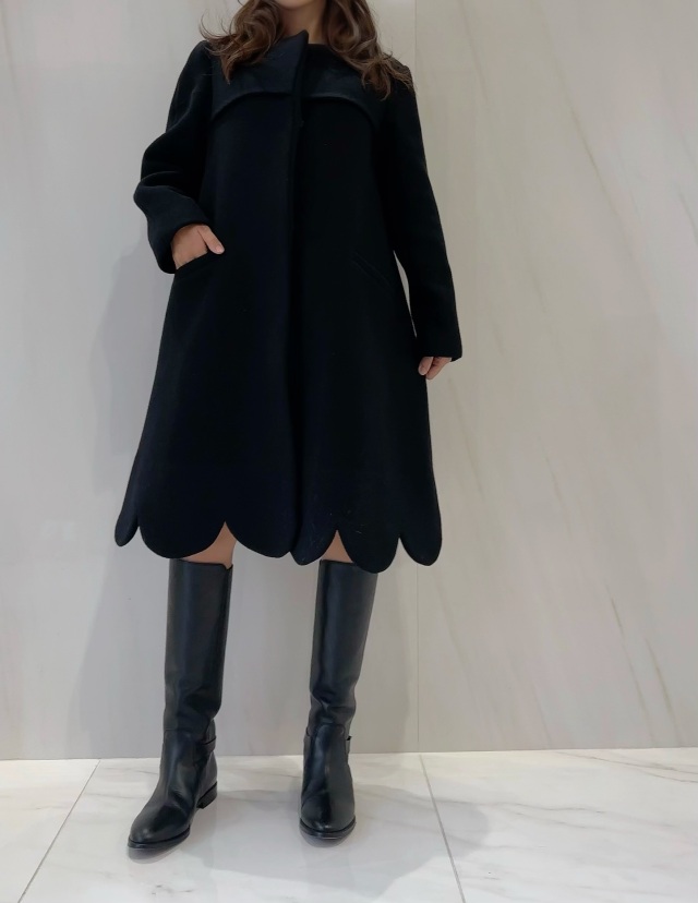 selva secreta】Scalloped Wool Coat(black)