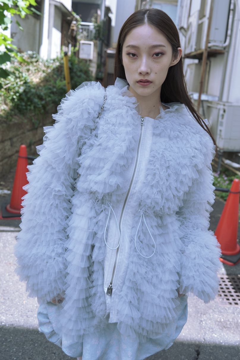 tulle tiered blouson