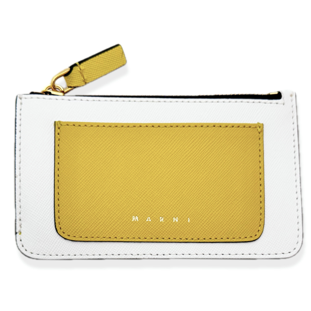 マルニ レザー カードケース(ミニ財布) 白×黄色 MARNI