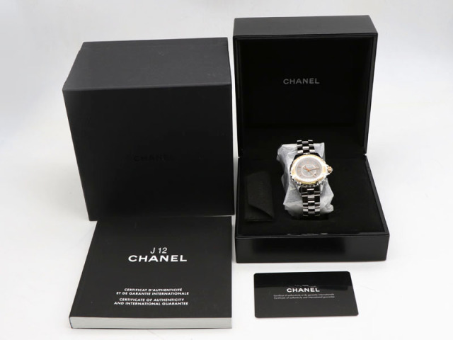 シャネル CHANEL 】J12 H4197 クロノマティック ゴールドベゼル PG