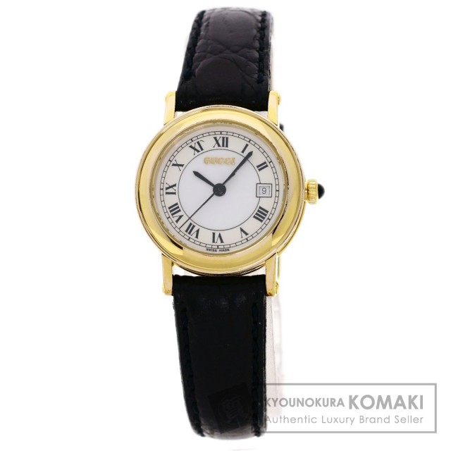 GUCCI グッチ 7200L ラウンドフェイス 腕時計 GP/革 レディース