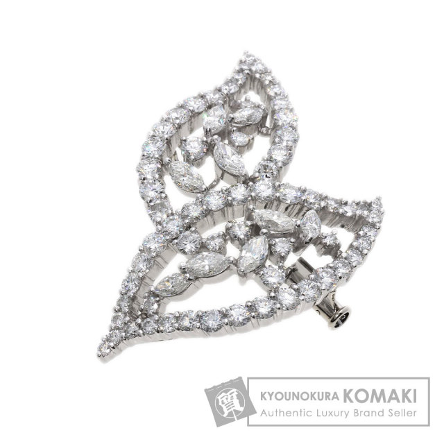 4.07ct ダイヤモンド リーフモチーフ ブローチ プラチナPT900 14.9g
