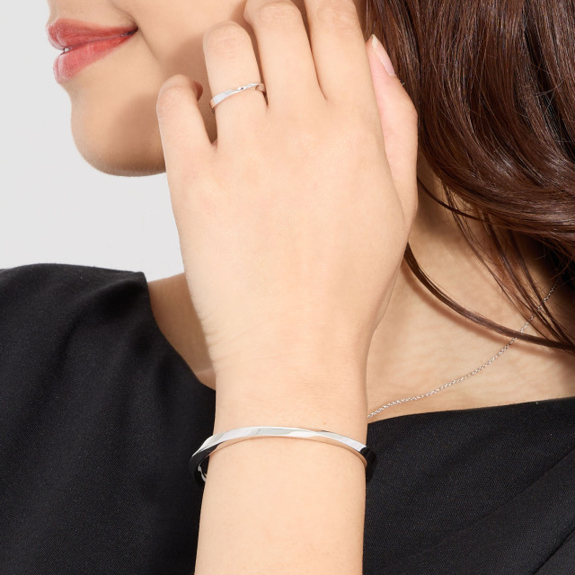 バングル レディース シンプル ひねり デザイン シルバー925 [ WHITE