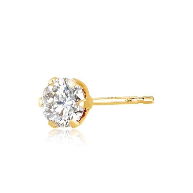ピアス 片耳 1ピース ダイヤモンド 0.15ct スタッド 6本爪 1粒 K18
