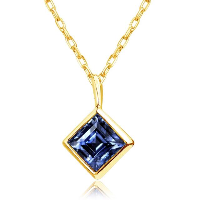 ネックレス レディース サファイア 0.2ct スクエアネックレス K18