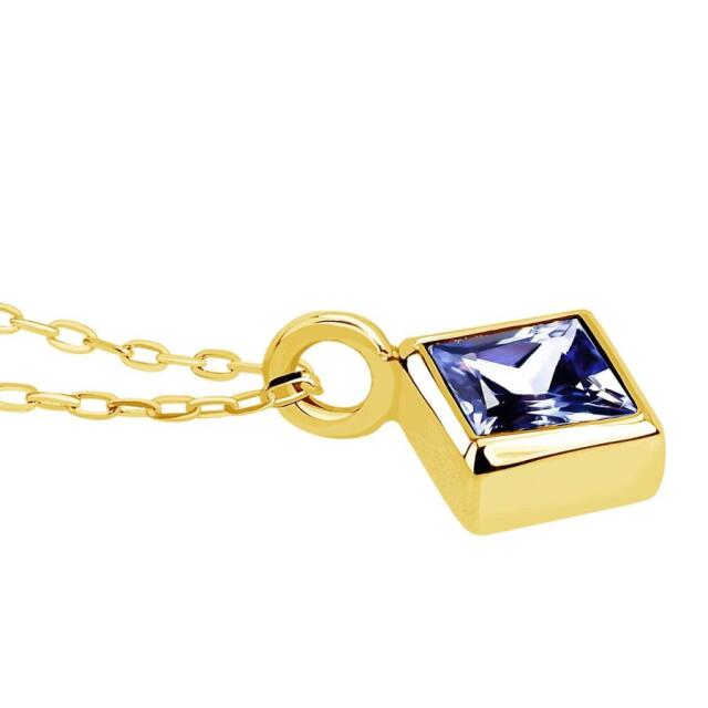 ネックレス レディース サファイア 0.2ct スクエアネックレス K18