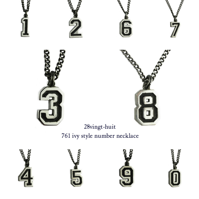 28vingt-huit 761 Ivy Style Number Necklace Silver925/ヴァン
