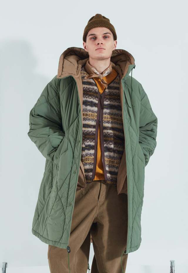 Universal Works ユニバーサルワークス Diamond Quilt Parka In Green