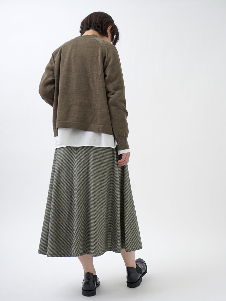 16／-インディゴ千鳥フレアースカート
