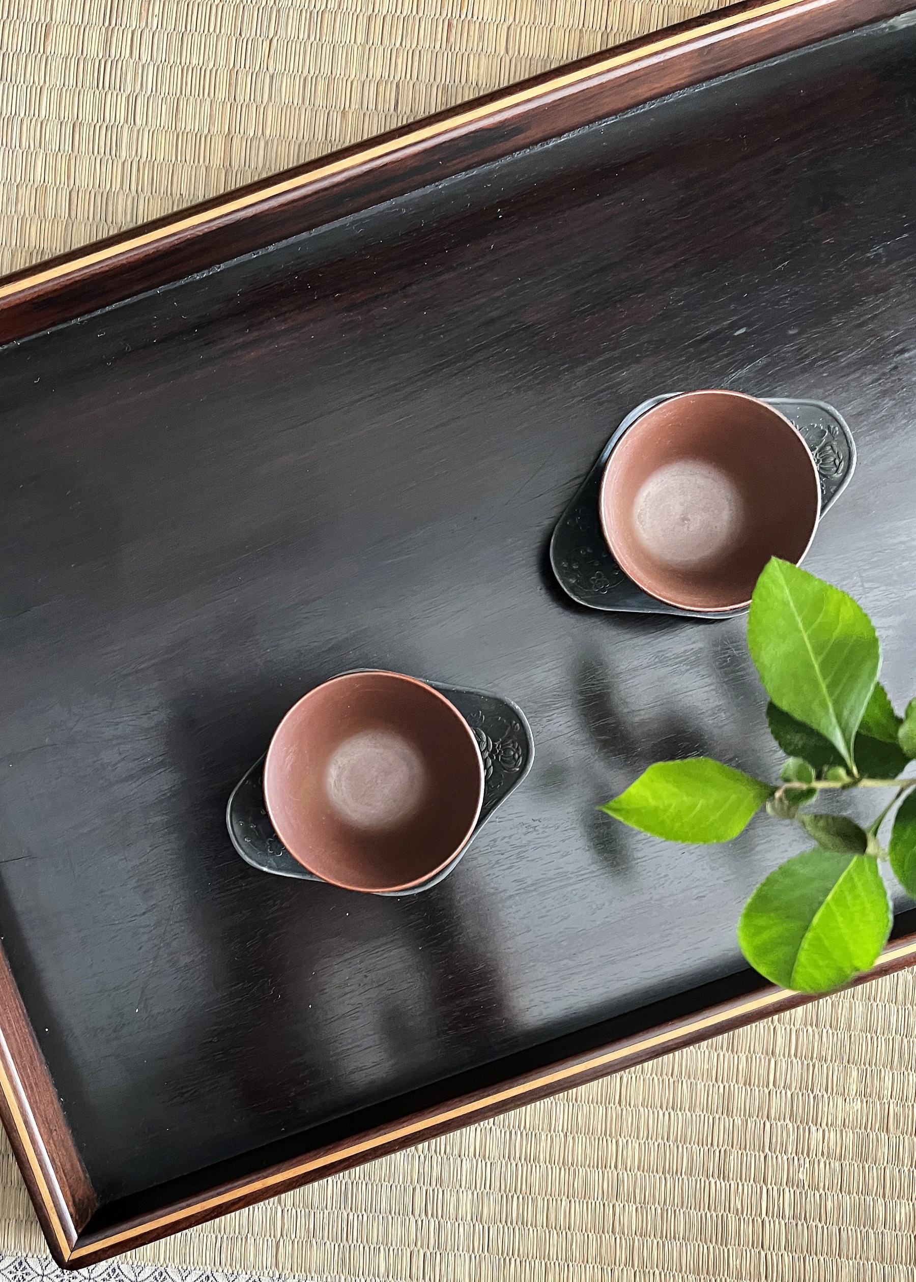 ダ*吉様 古美術品 木彫 葉盆 42cm 煎茶盆 煎茶道具 - 古美術 鐘ヶ江