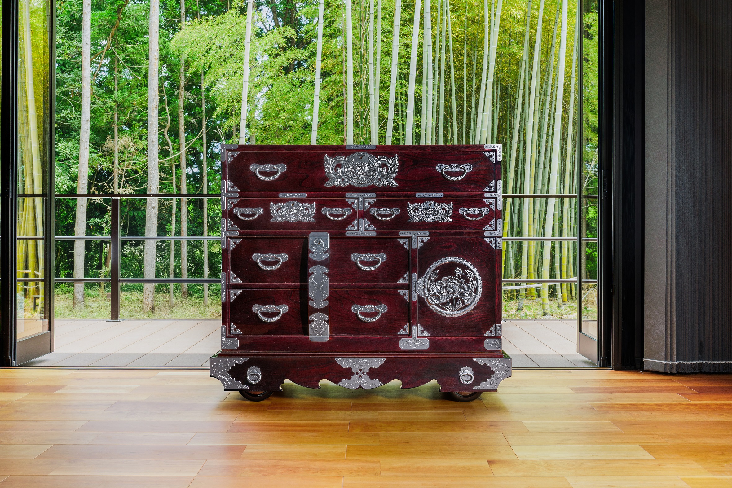 仙台箪笥 閂型車箪笥 KB-48/KR-48/KEB-48 木地呂漆塗り/赤木肌木地呂