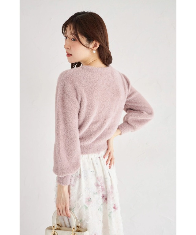 多種ビジュー釦シャギーニットカーディガン≪Shaggy and Fur Collection≫