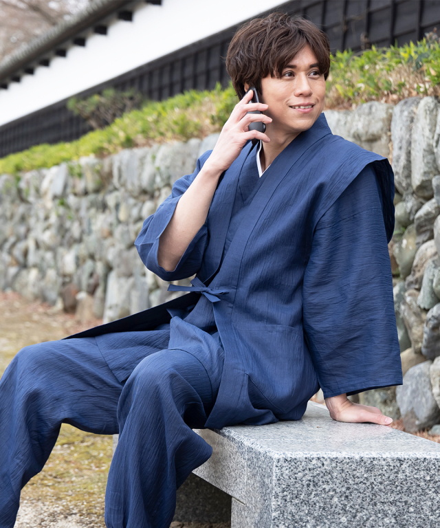 3603 近江ちぢみ本麻羽織（単衣） No.1 濃紺