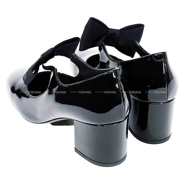 CHANEL シャネル パンプス メリー ジェーン ココマーク リボン #38 黒