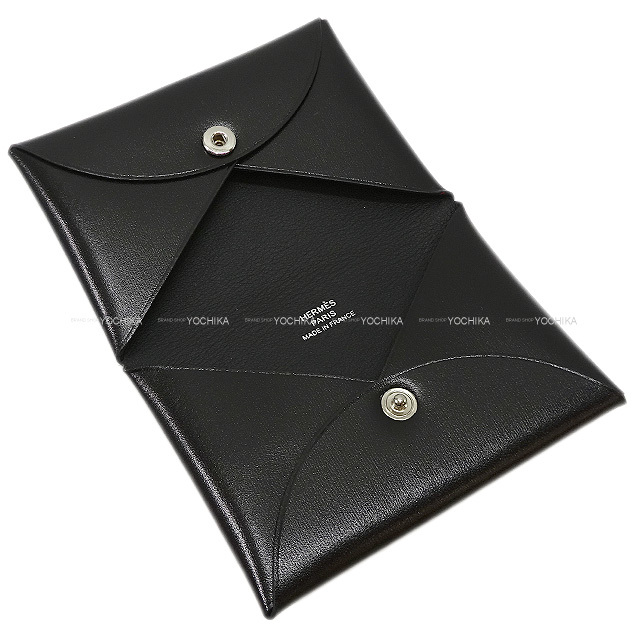 HERMES エルメス カードケース カルヴィ 黒 (ブラック) ボックスカーフ
