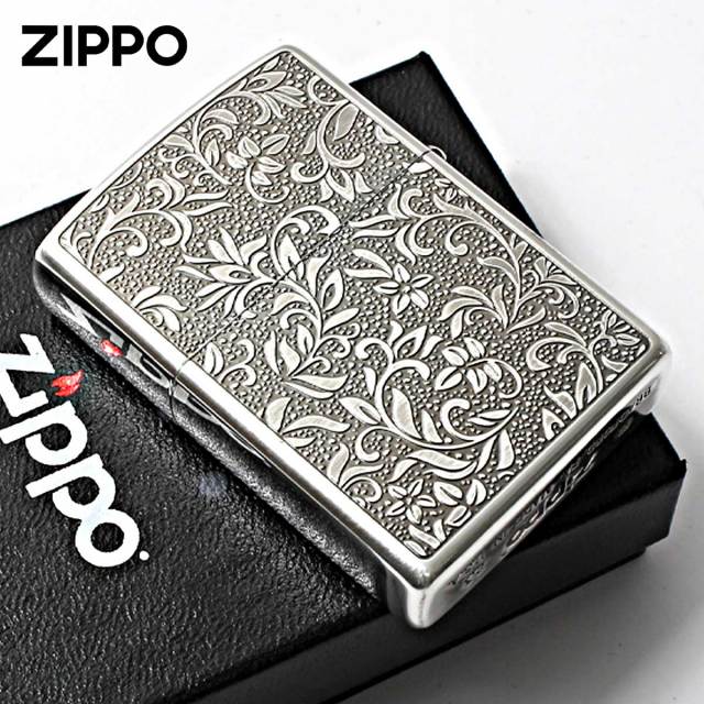 Zippo ジッポー アラベスク柄 両面 唐草 銀イブシ NK-KA メール便可