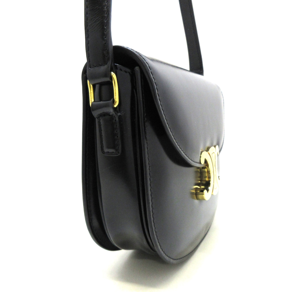 セリーヌ/ショルダーバッグ/ティーン ブザス トリオンフ/黒×ゴールド