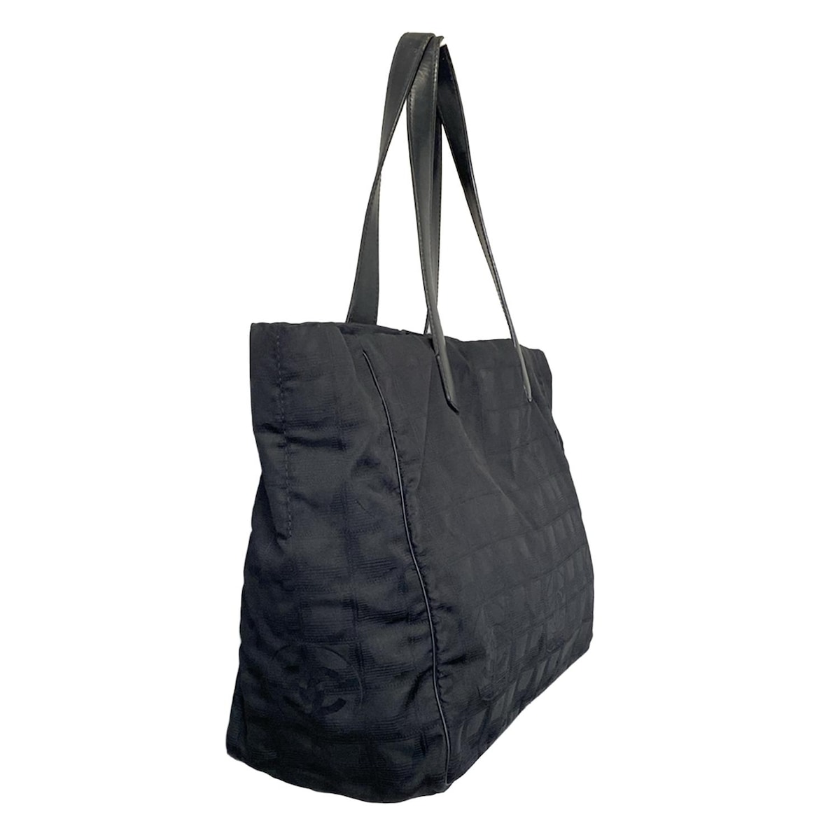 シャネル/トートバッグ/ニュートラベルライントートMM/黒/ナイロン