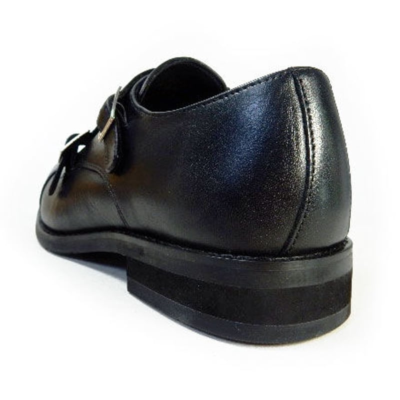 PARASHOE 本革 ダブルモンクストラップ ビジネスシューズ 黒 3E 22cm