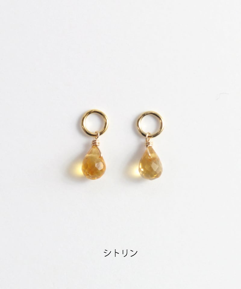 anq.】K10/K14GF 天然石チャーム（カン付き） ターコイズ/グリーン
