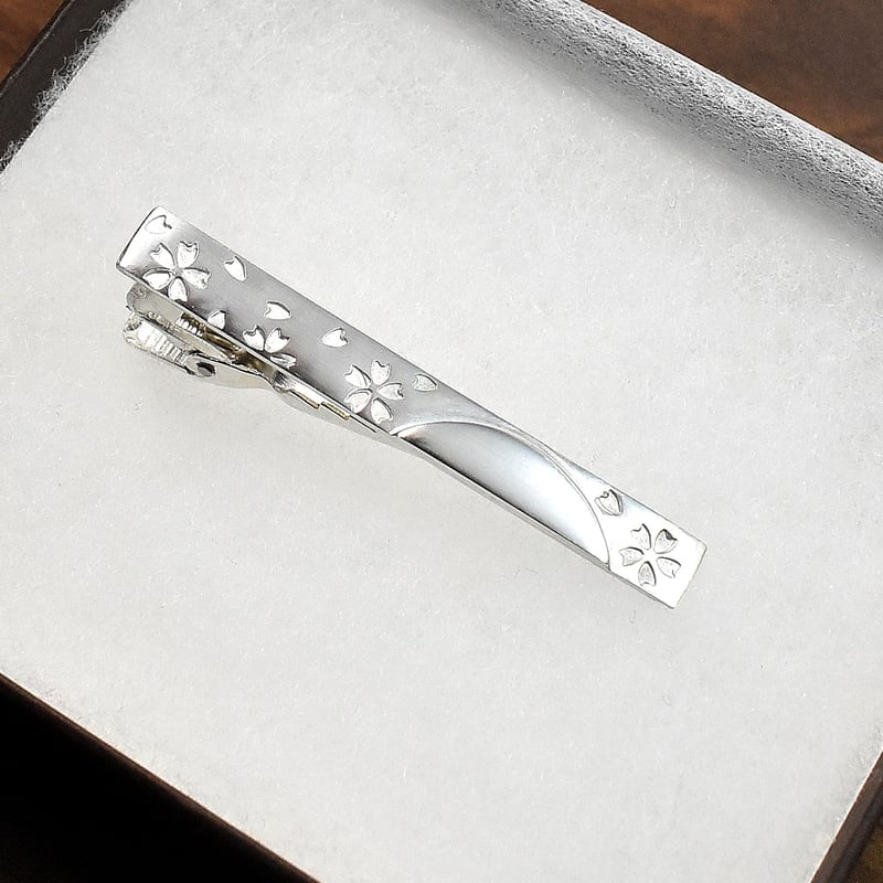 満月と桜 シルバーネクタイピン | シルバーアクセサリー工房アンク